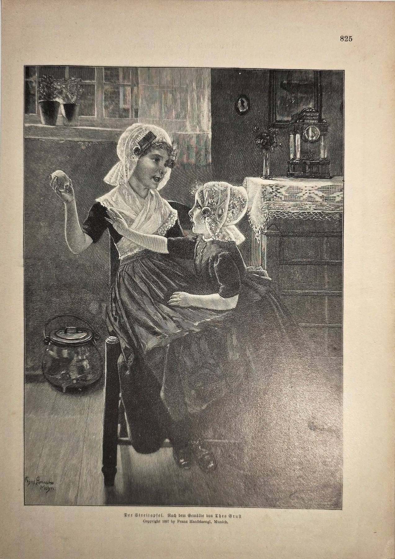 Historische Darstellung – Mutter mit Kleinkind im Zimmer