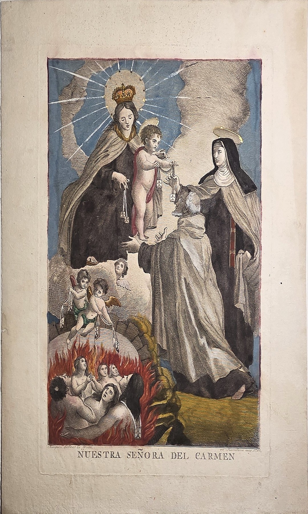 Madonna vom Berge Karmel mit farbiger Fassung