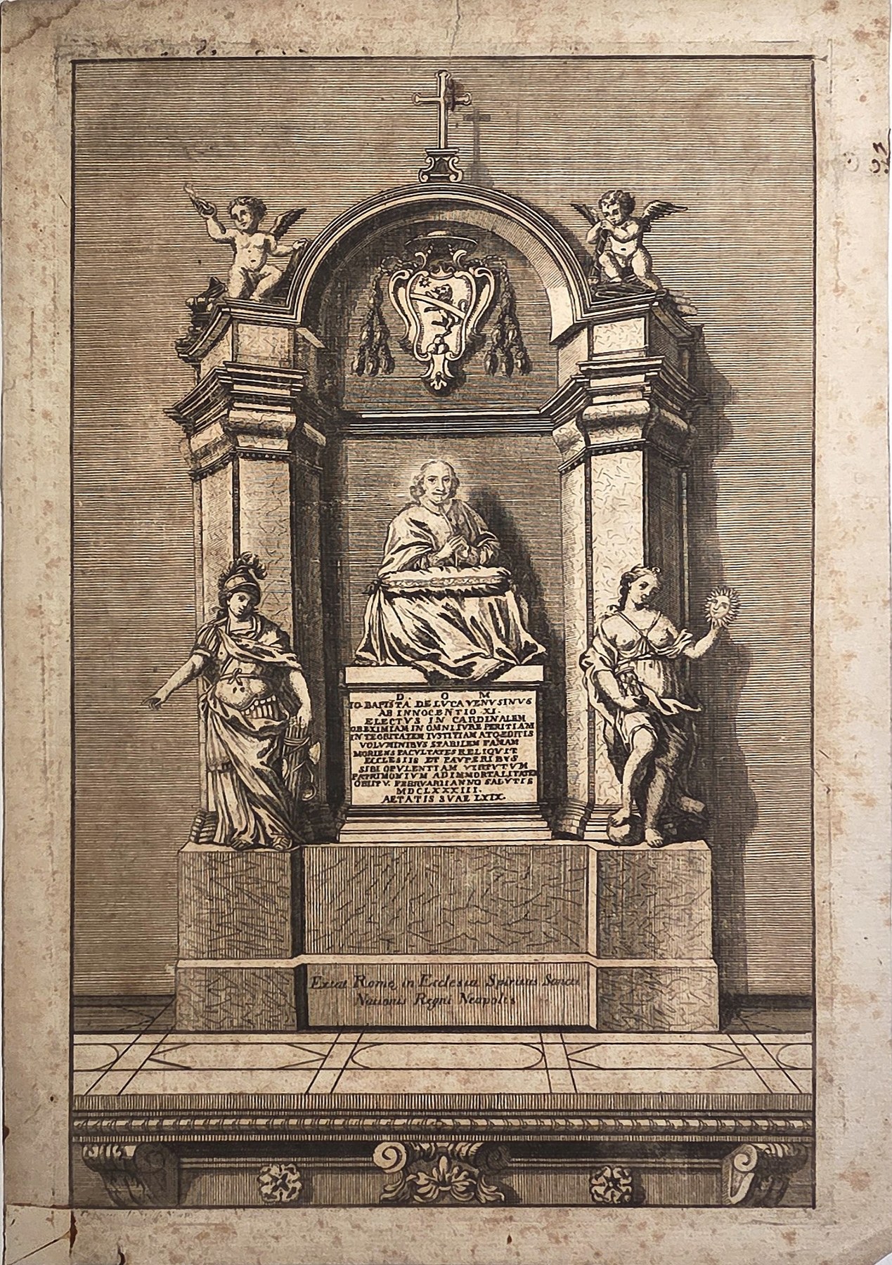 Altarmonument mit sitzender Figur und Statuen