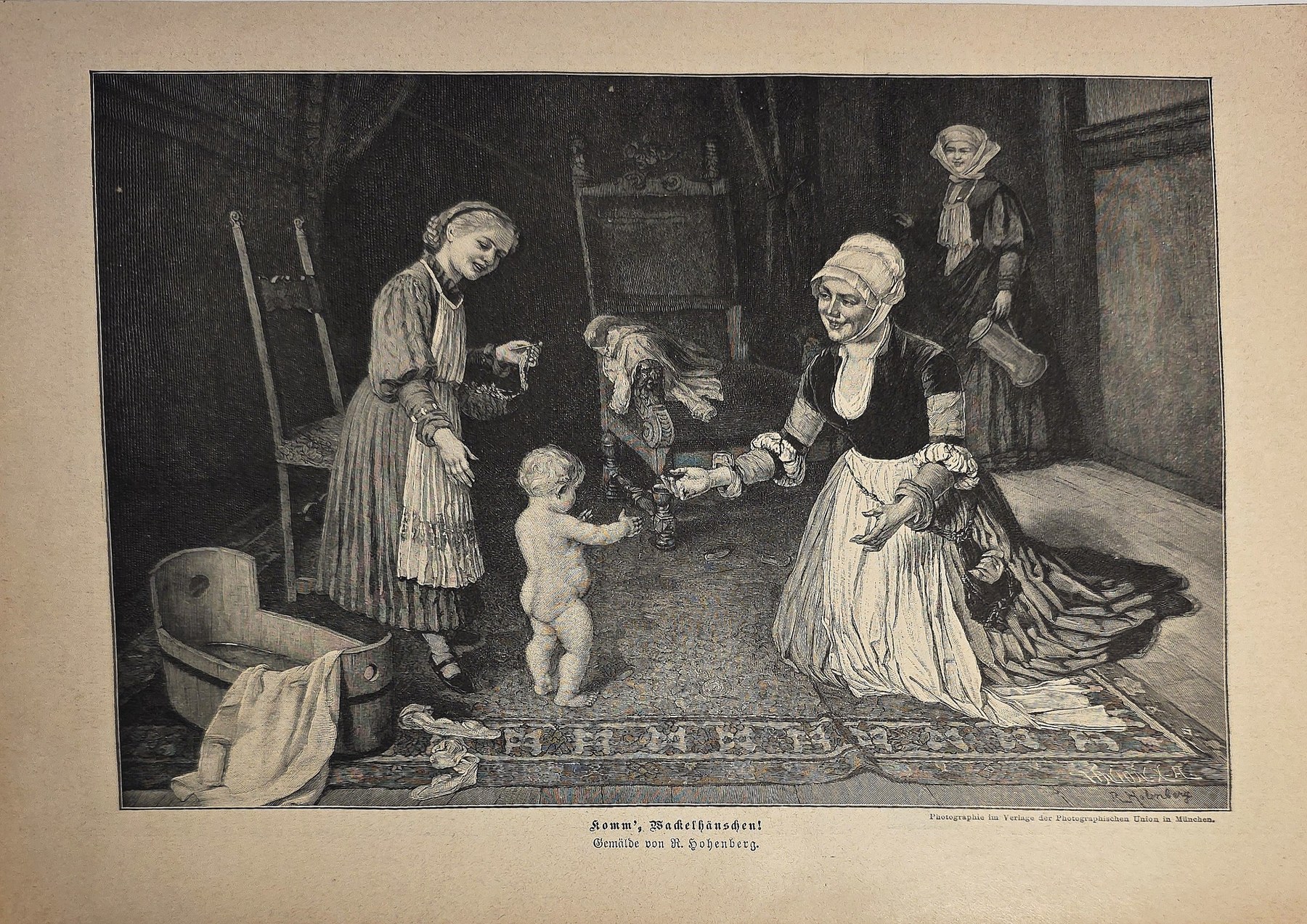 Familie beim Ankleiden eines Kindes