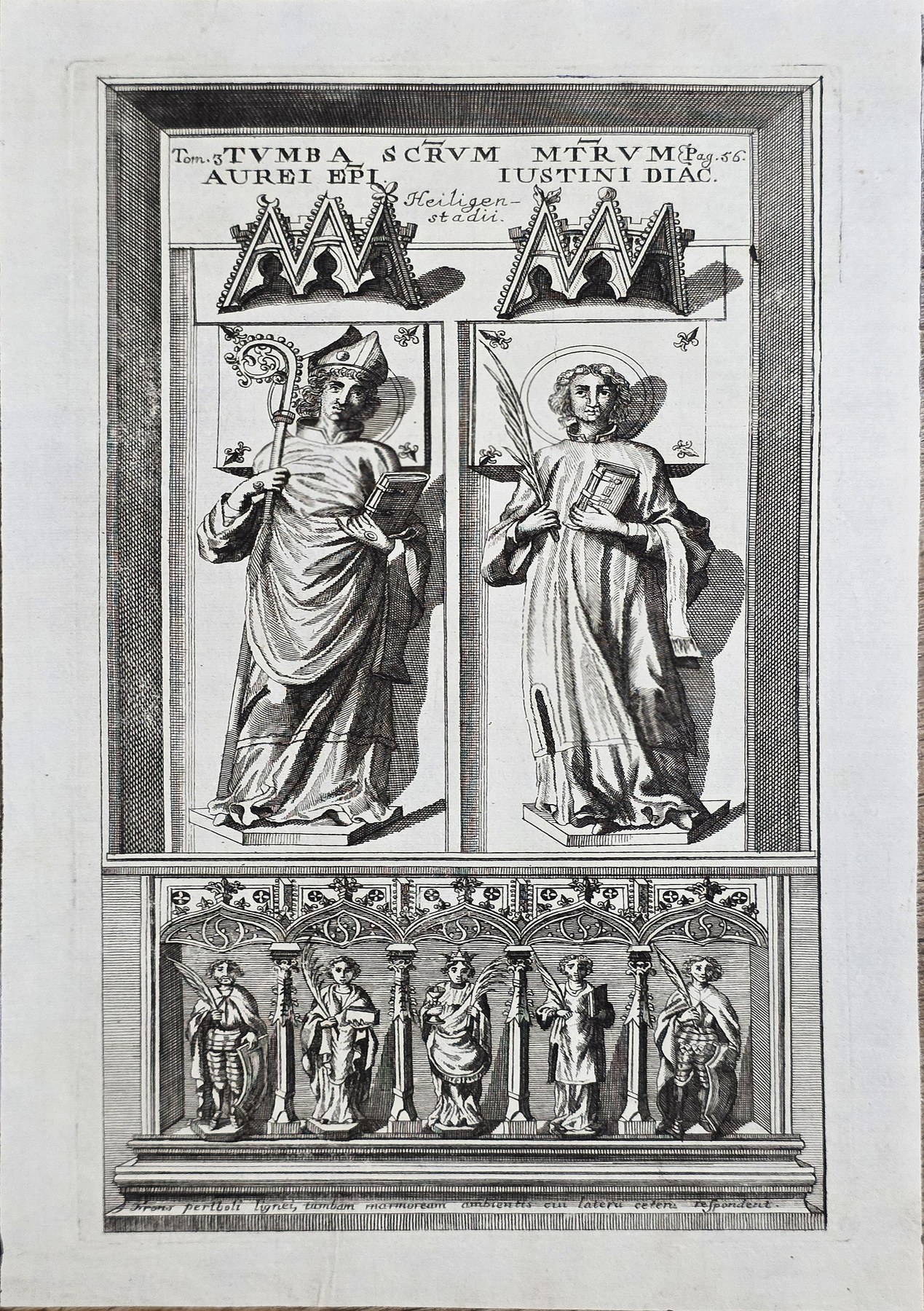 Heiligenpaar in architektonischer Doppelrahmung