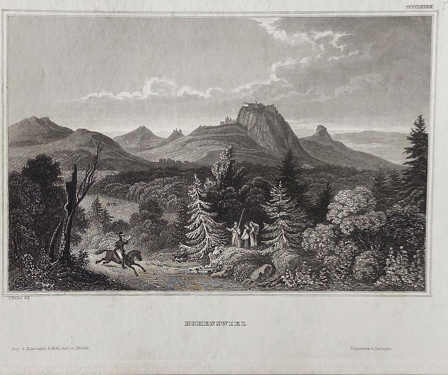 einer Gebirgslandschaft mit Reitern