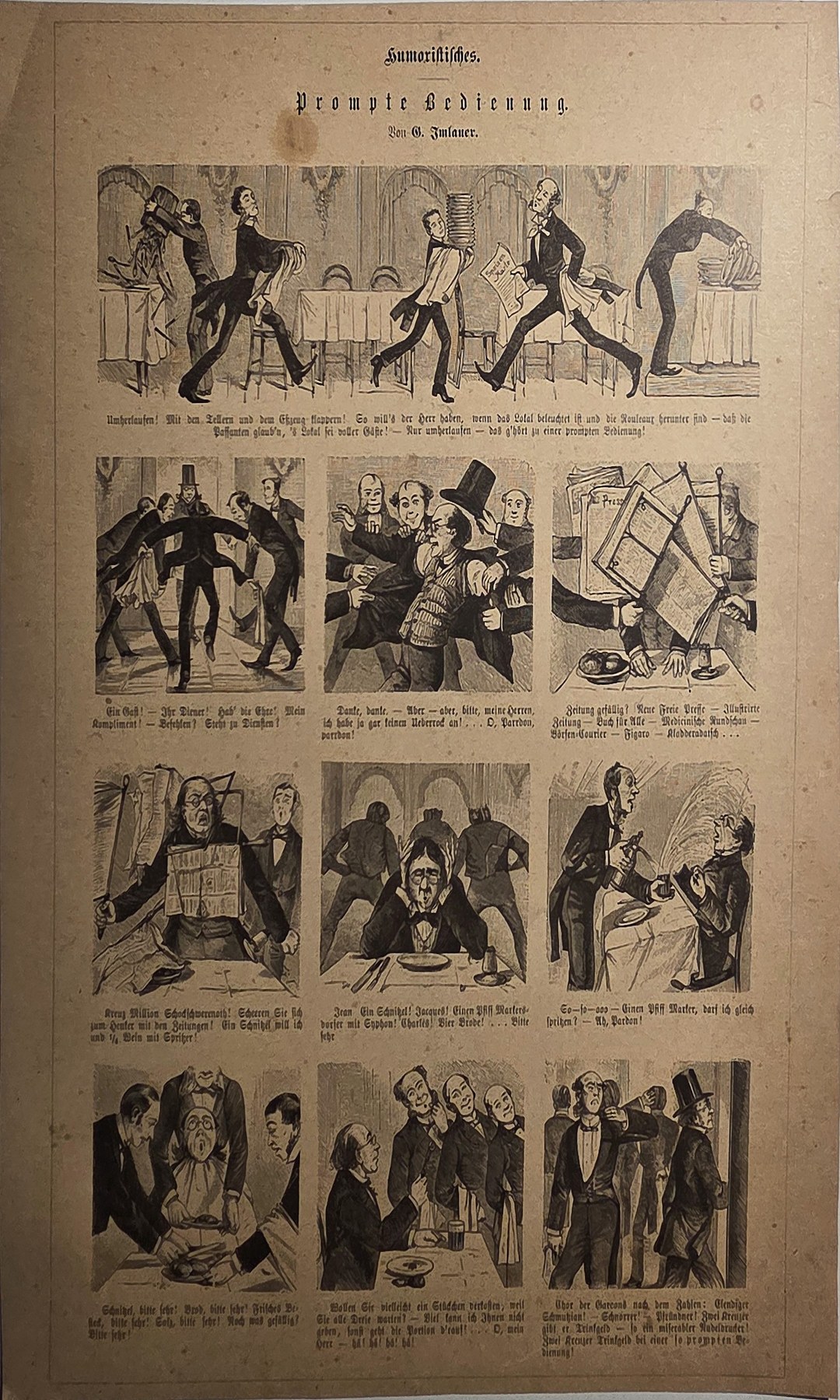 Studienblatt mit Gesten, Figuren und Kostümen
