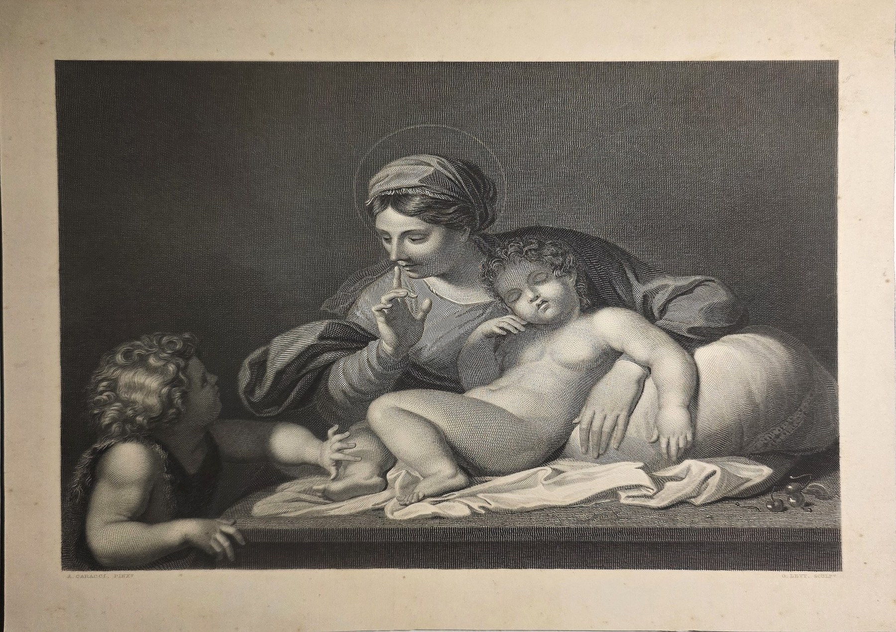 Historische Darstellung – Mutter mit Kind und kniender Begleitfigur