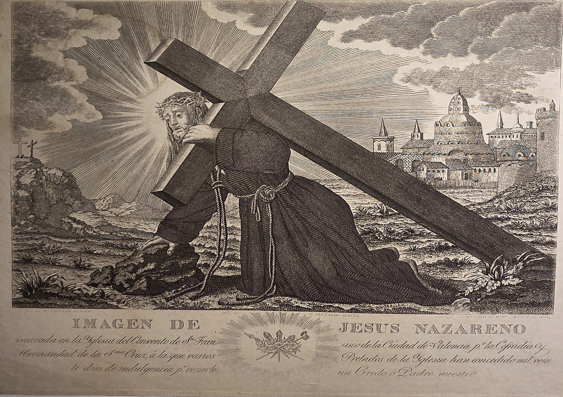 Christus mit Kreuz in weiter Landschaft
