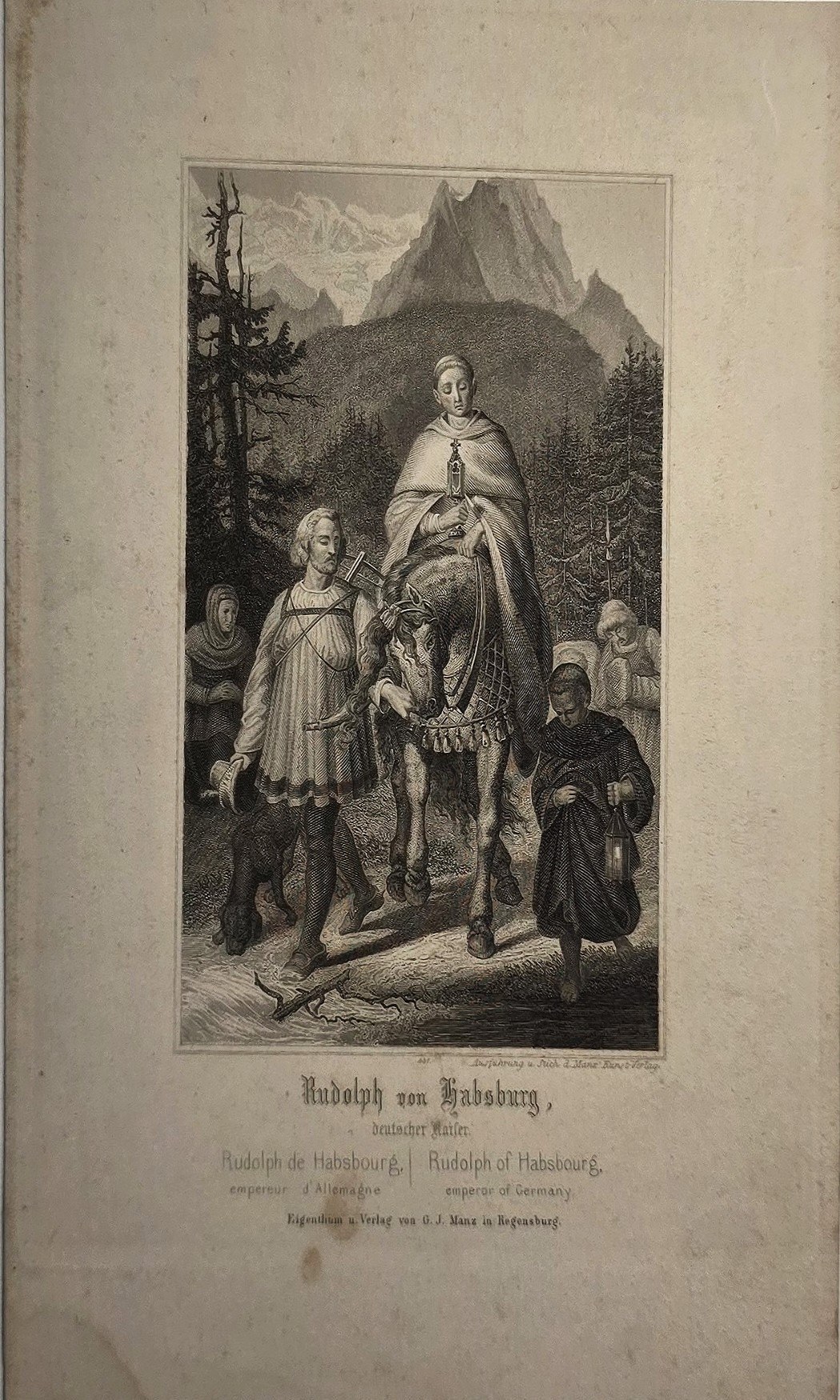 Historische Familienszene mit Kindern und Begleitern