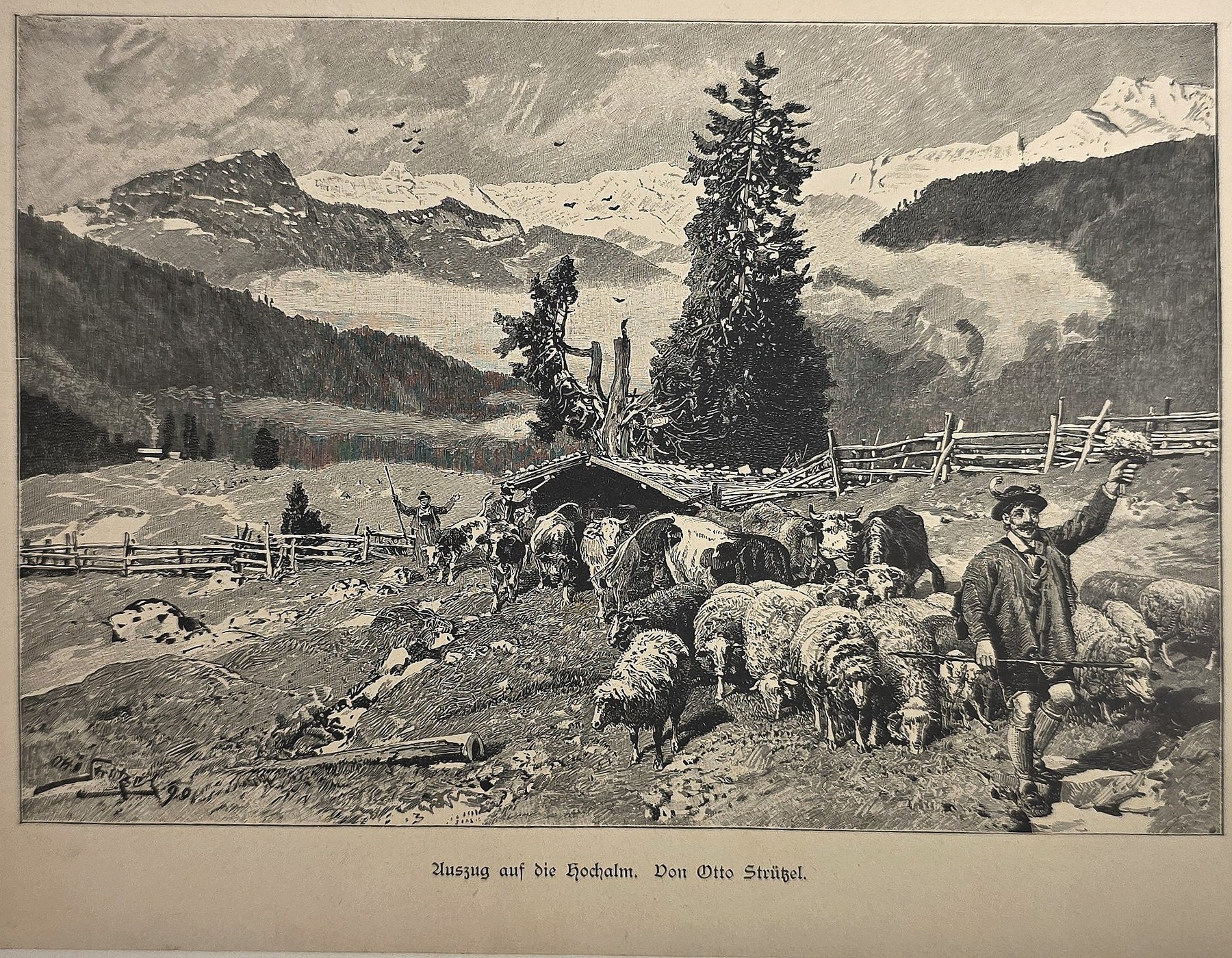 Alpenlandschaft mit Schafherde