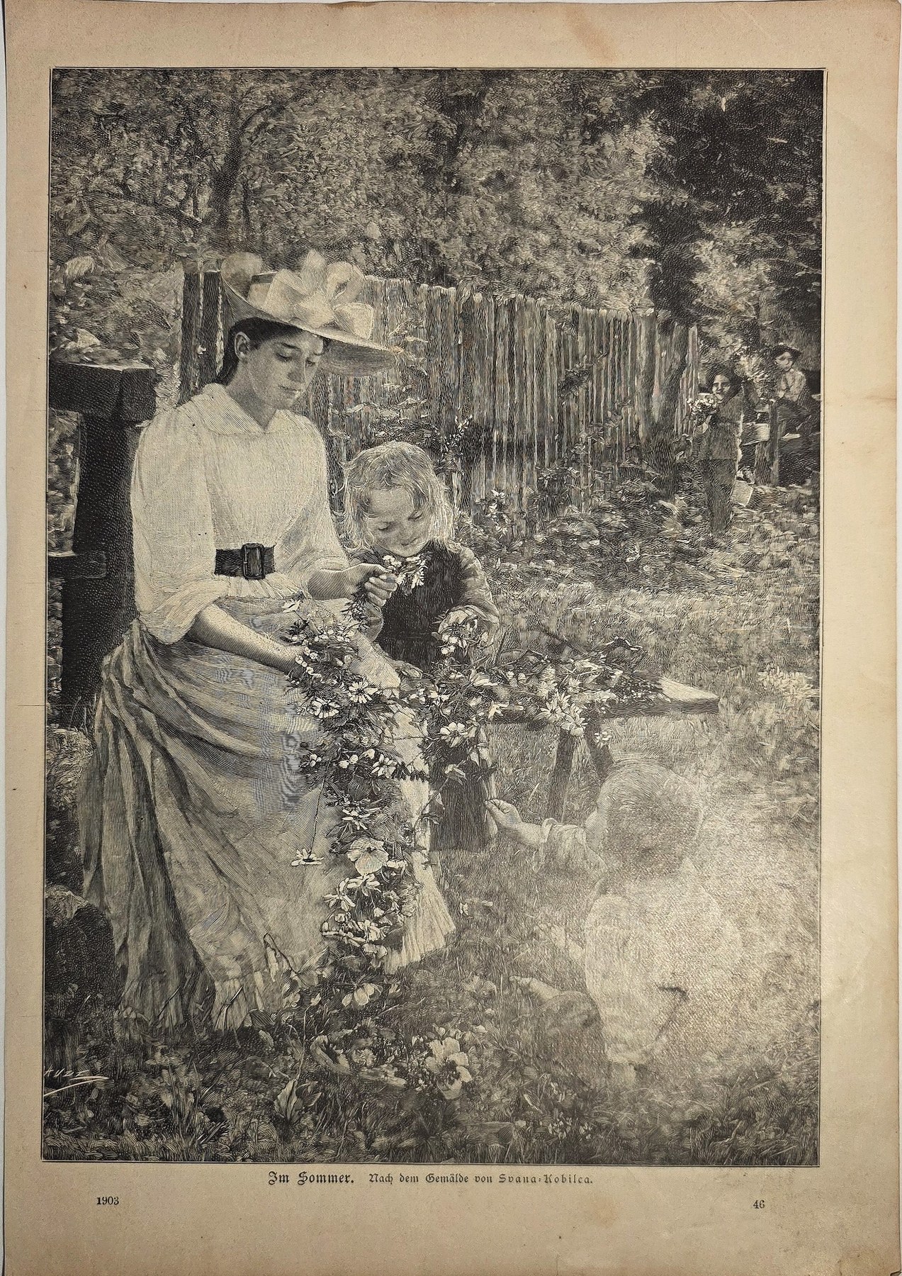 Frau im Garten mit Blumen
