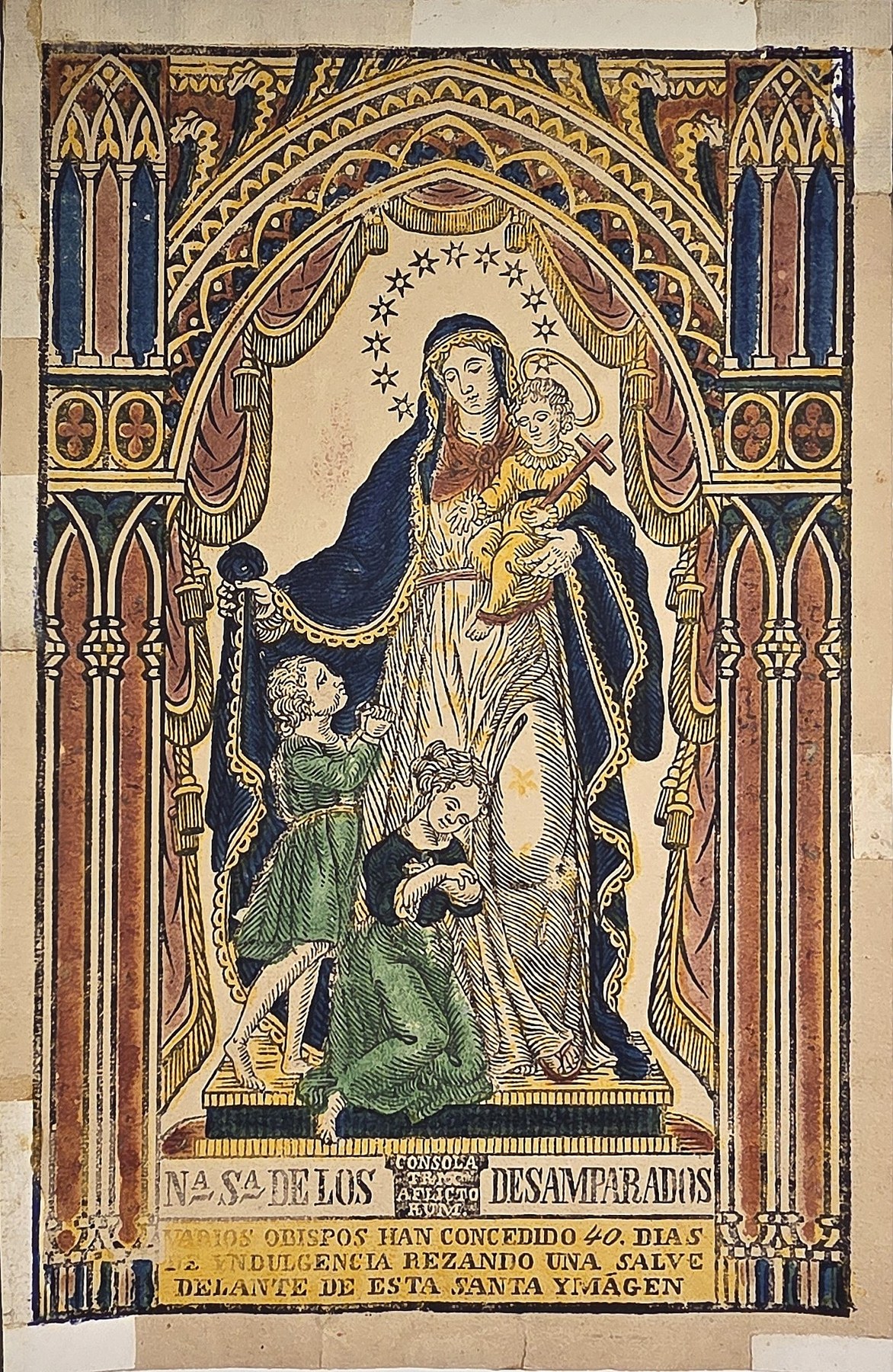 Nuestra Señora de los Desamparados – koloriertes Andachtsbild