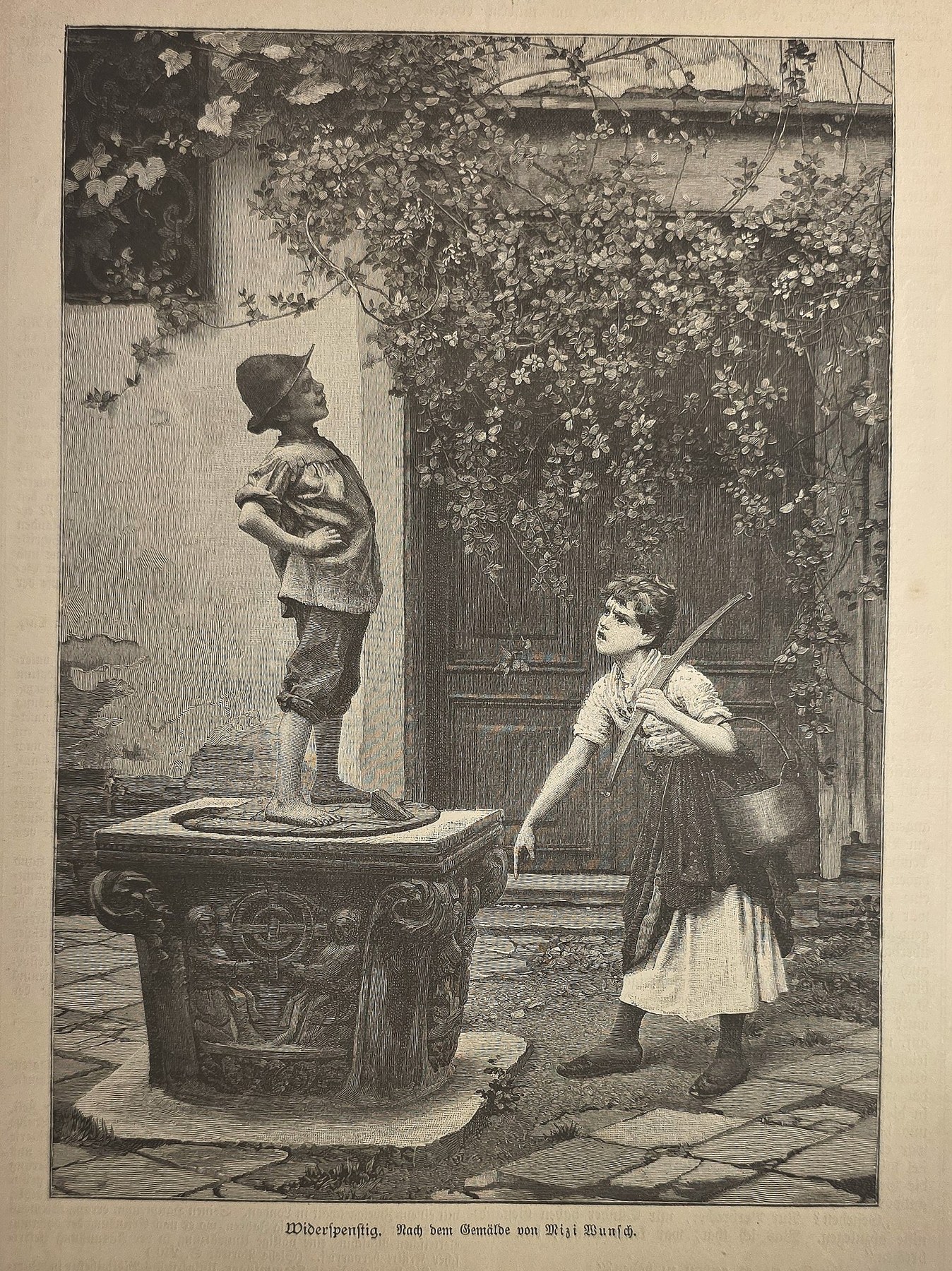 Mädchen an einem Brunnen
