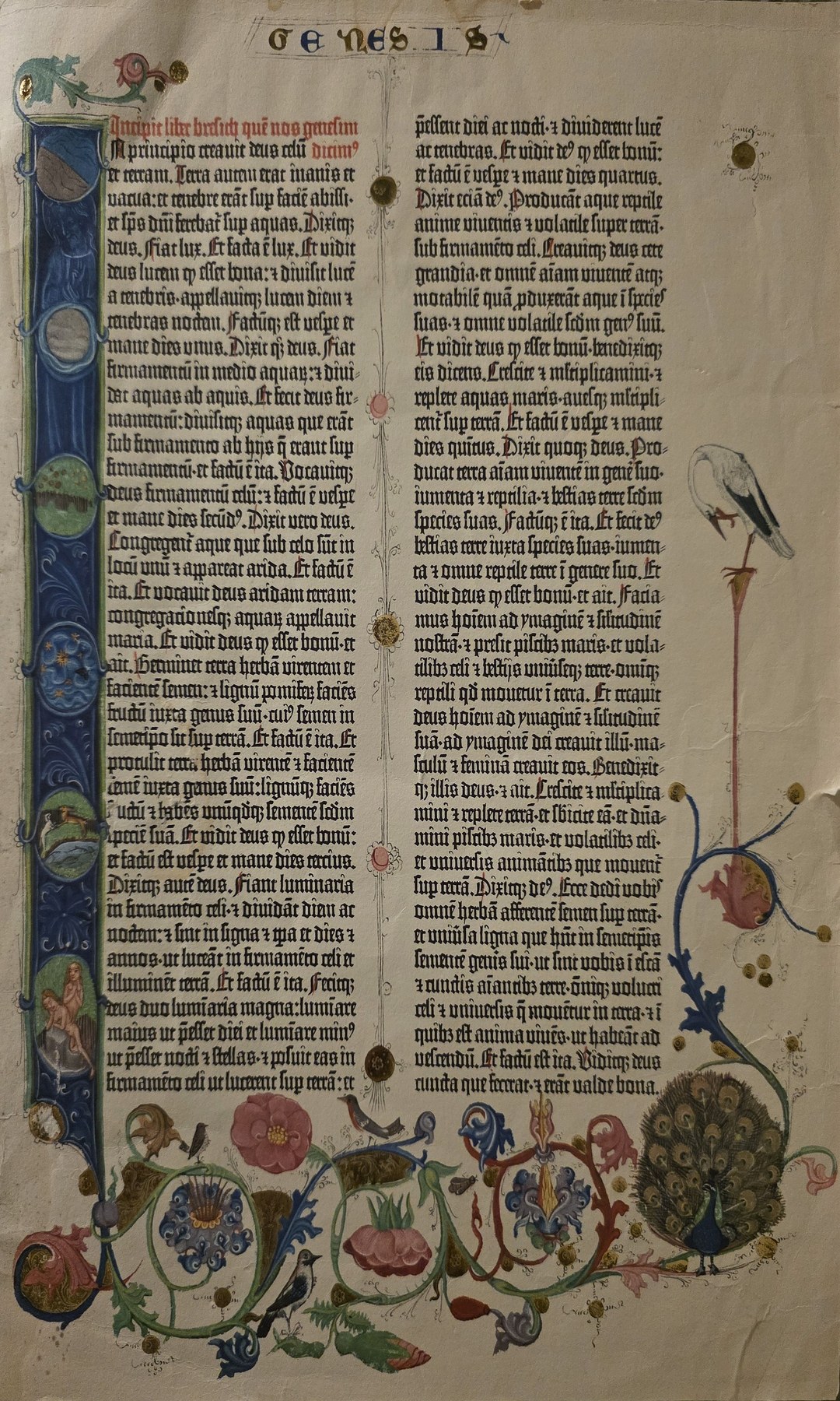 Reich verzierte historische Textgrafik mit Ornamentrahmen