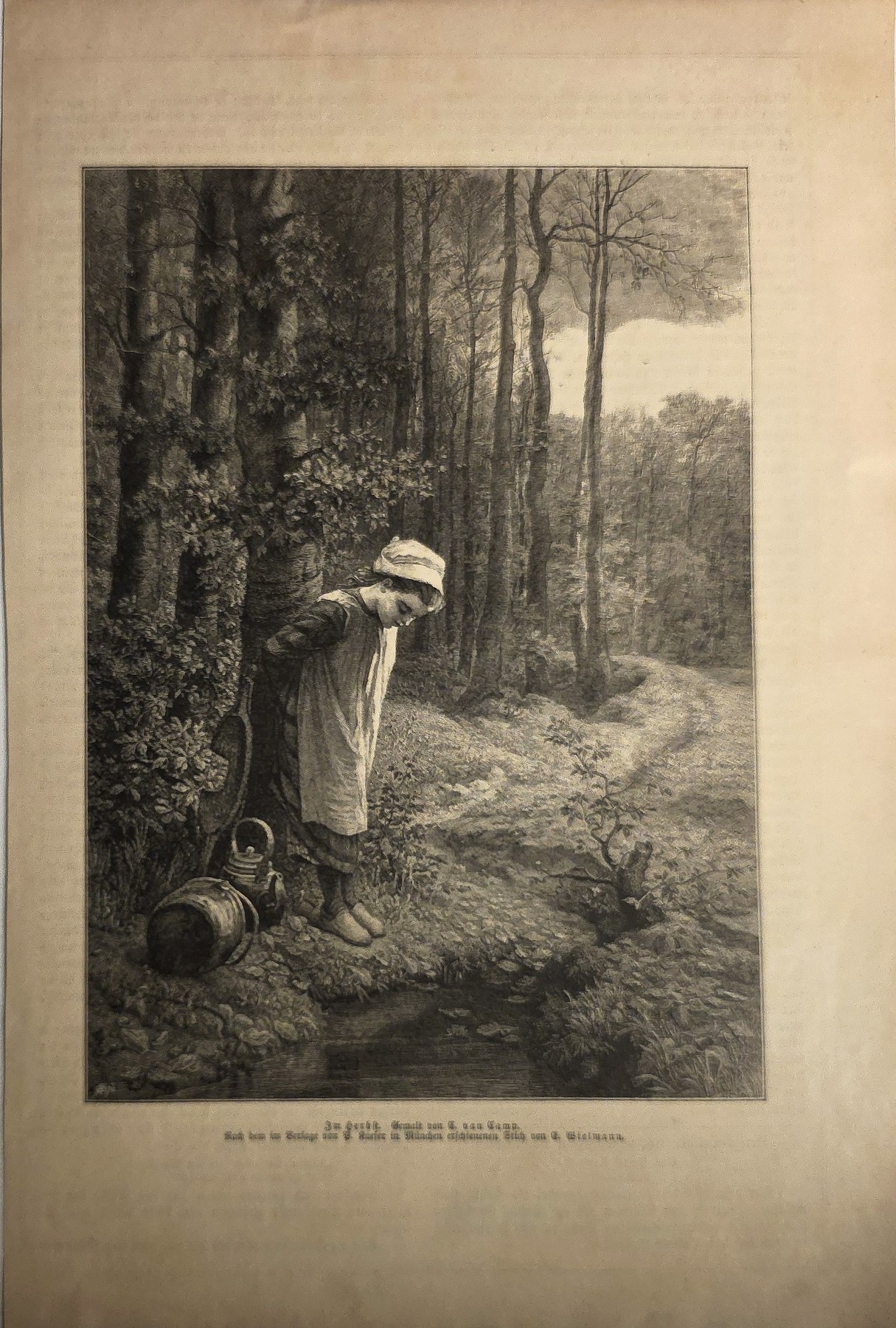 Mädchen allein auf einem Waldweg