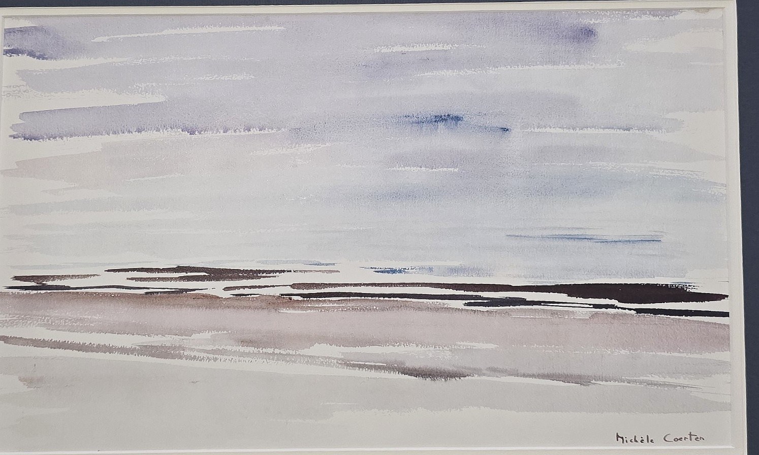 Aquarell mit horizontaler Küstenabstraktion