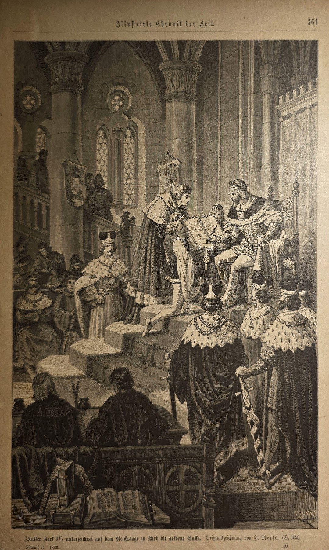 Historische Szenendarstellung – Feierliche Zeremonie in reich gestaltetem Saal