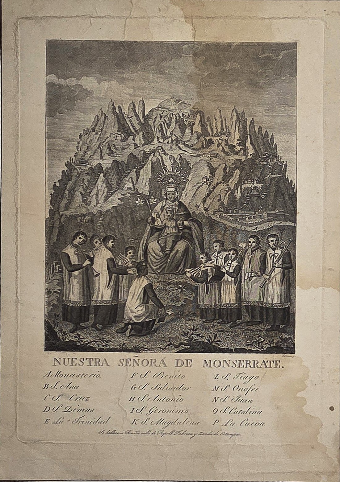 Historische Landschaftsdarstellung – Wallfahrtsbild vor Bergkulisse