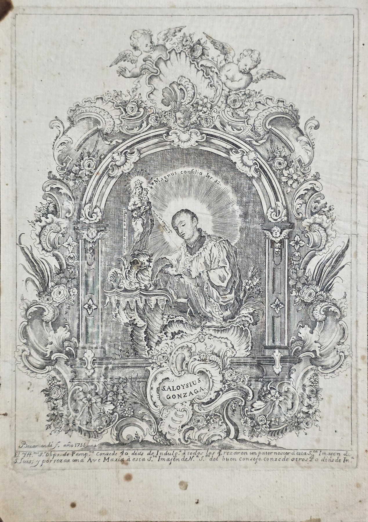 Marienbild in üppiger Rokoko-Kartusche