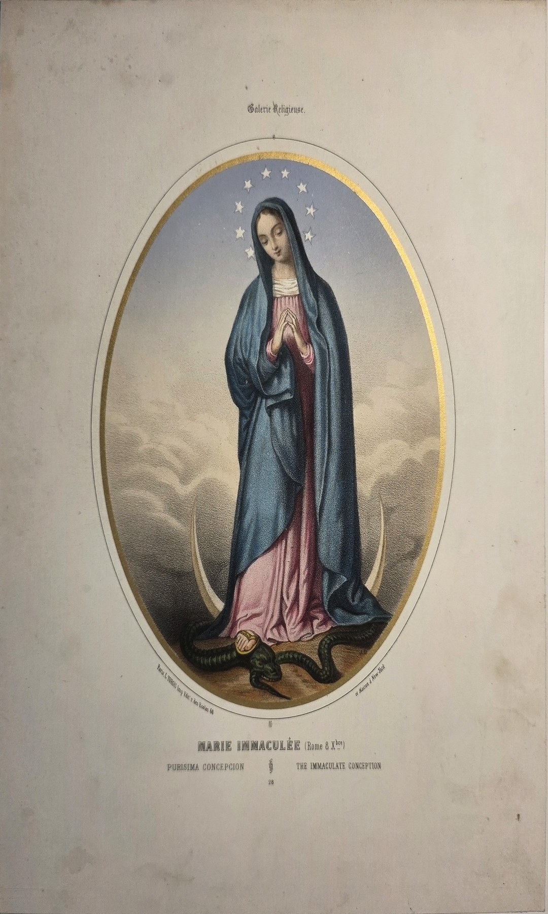 Ovale mit stehender Madonna auf Wolken