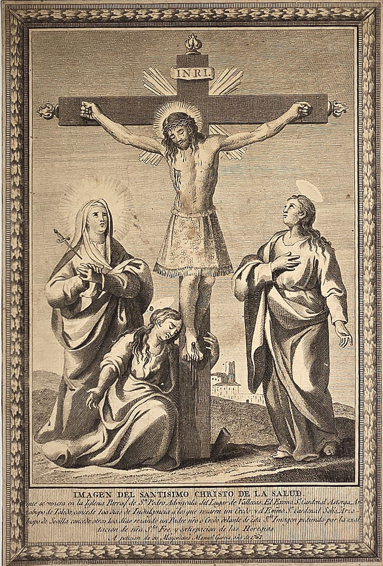 Kreuzigung mit Maria und begleitenden Heiligen