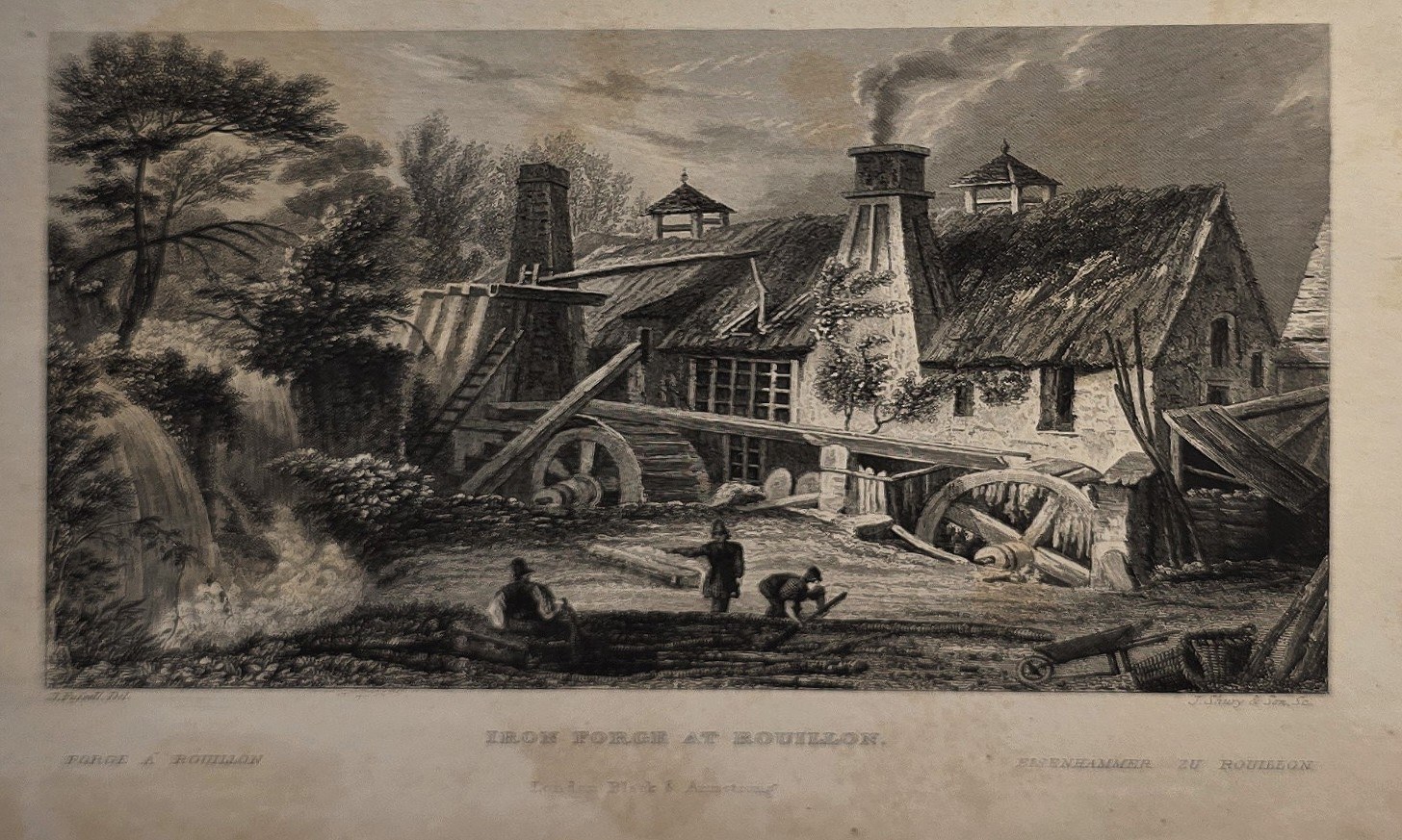 Ländliches Hausensemble mit Wasserrad