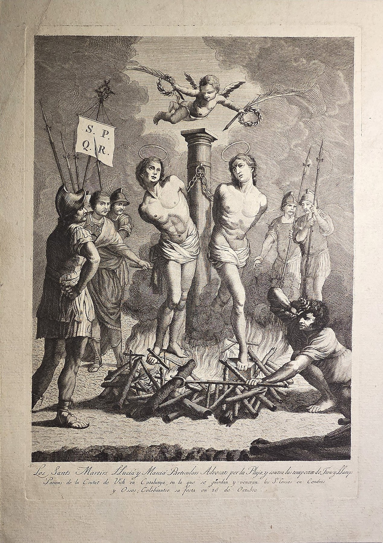 Allegorischer mit Figuren über Flammen