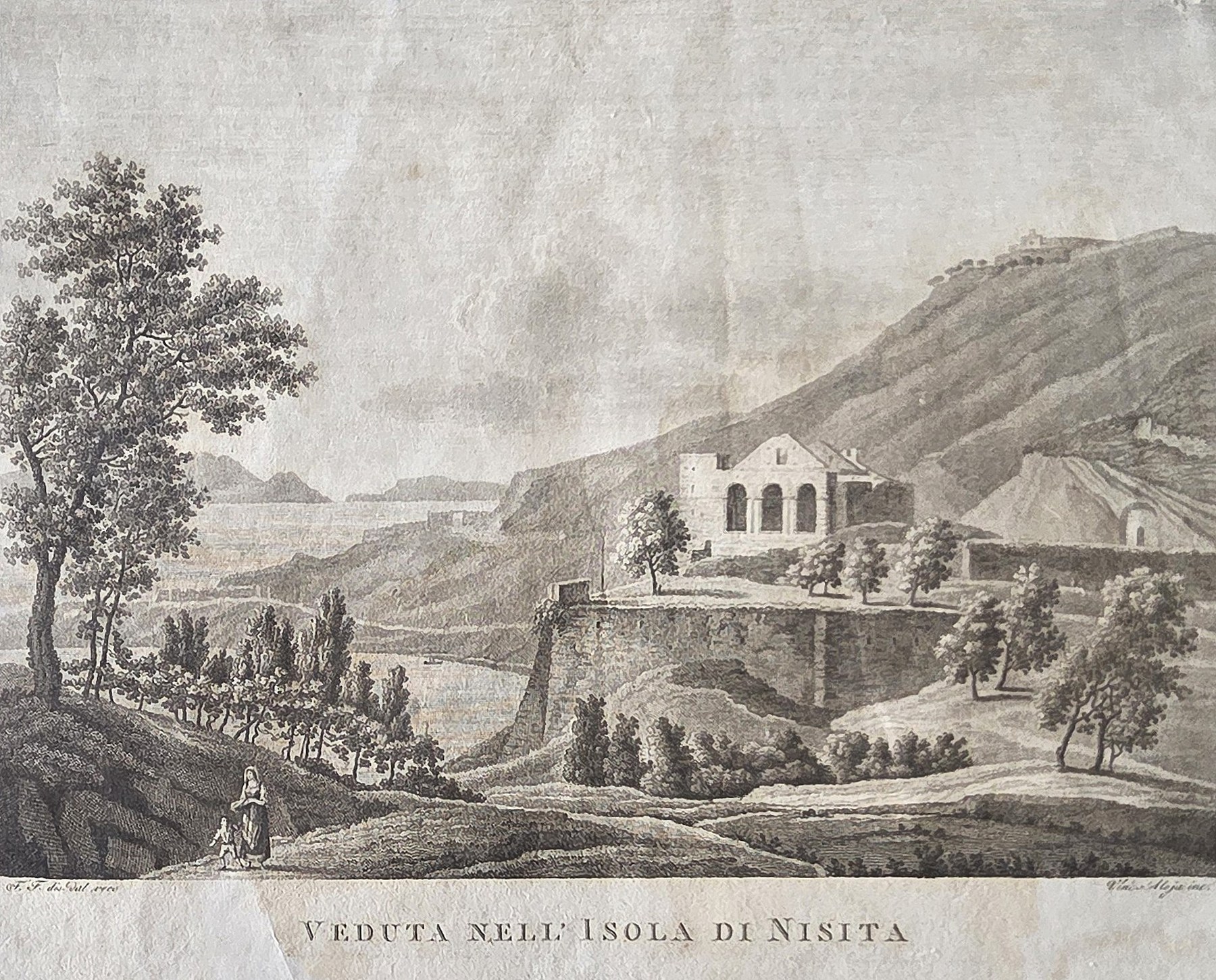 Weite Flusslandschaft mit Villa am Hang