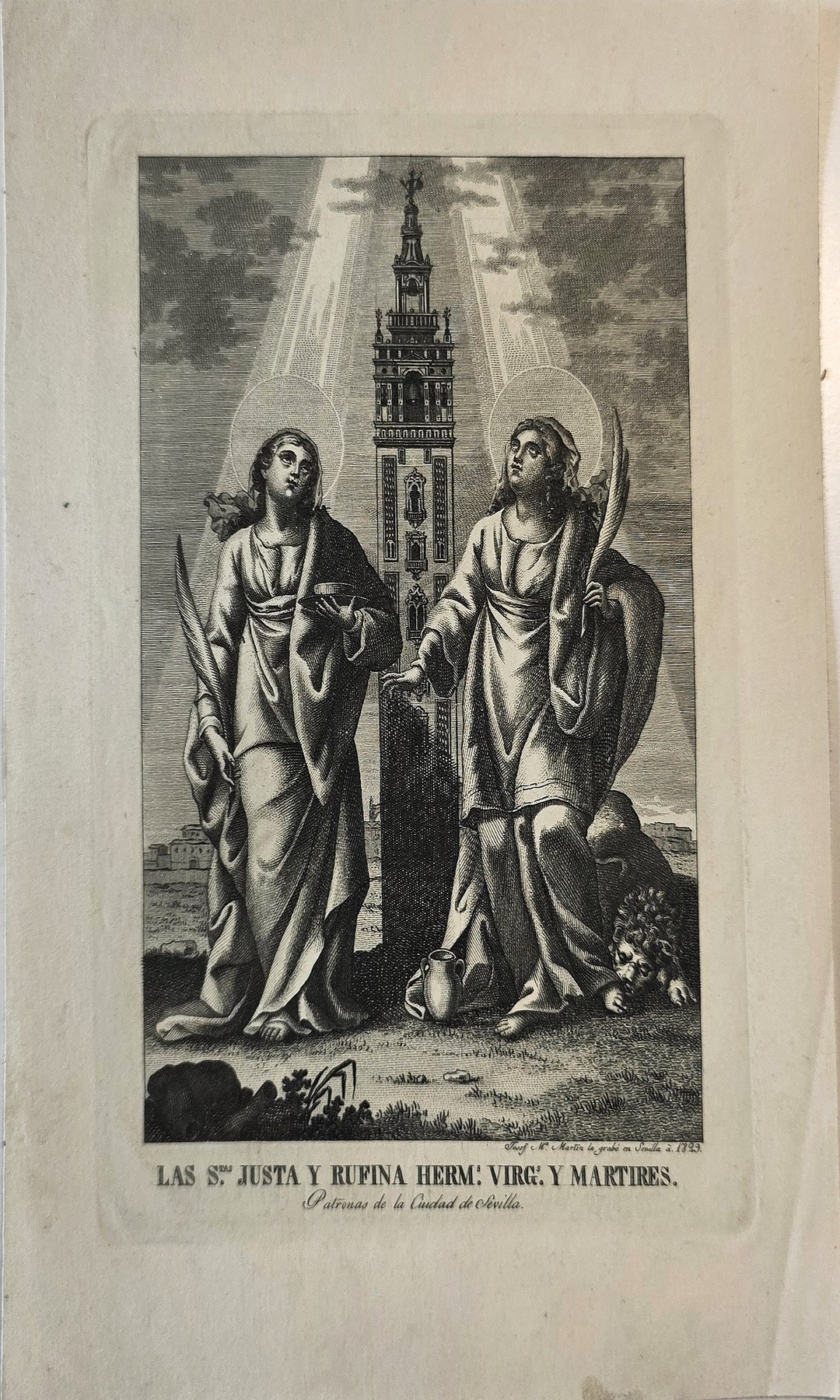 zweier Heiliger vor hoher Kirchenarchitektur