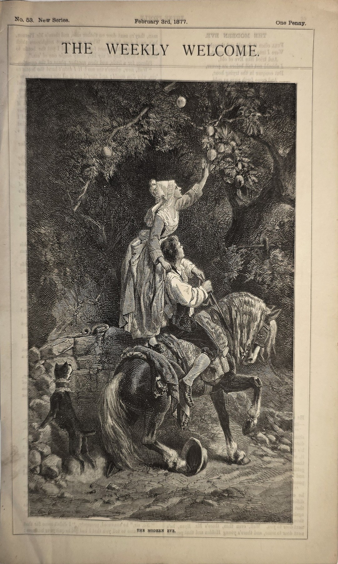 Dame mit Kindern im Wald
