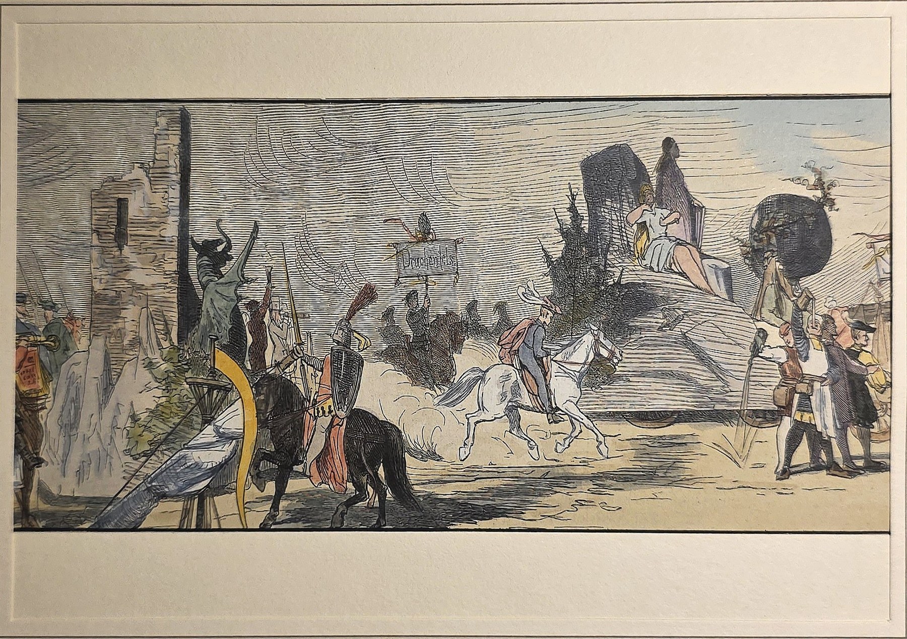 Farbig gefasste historische Prozessionsszene