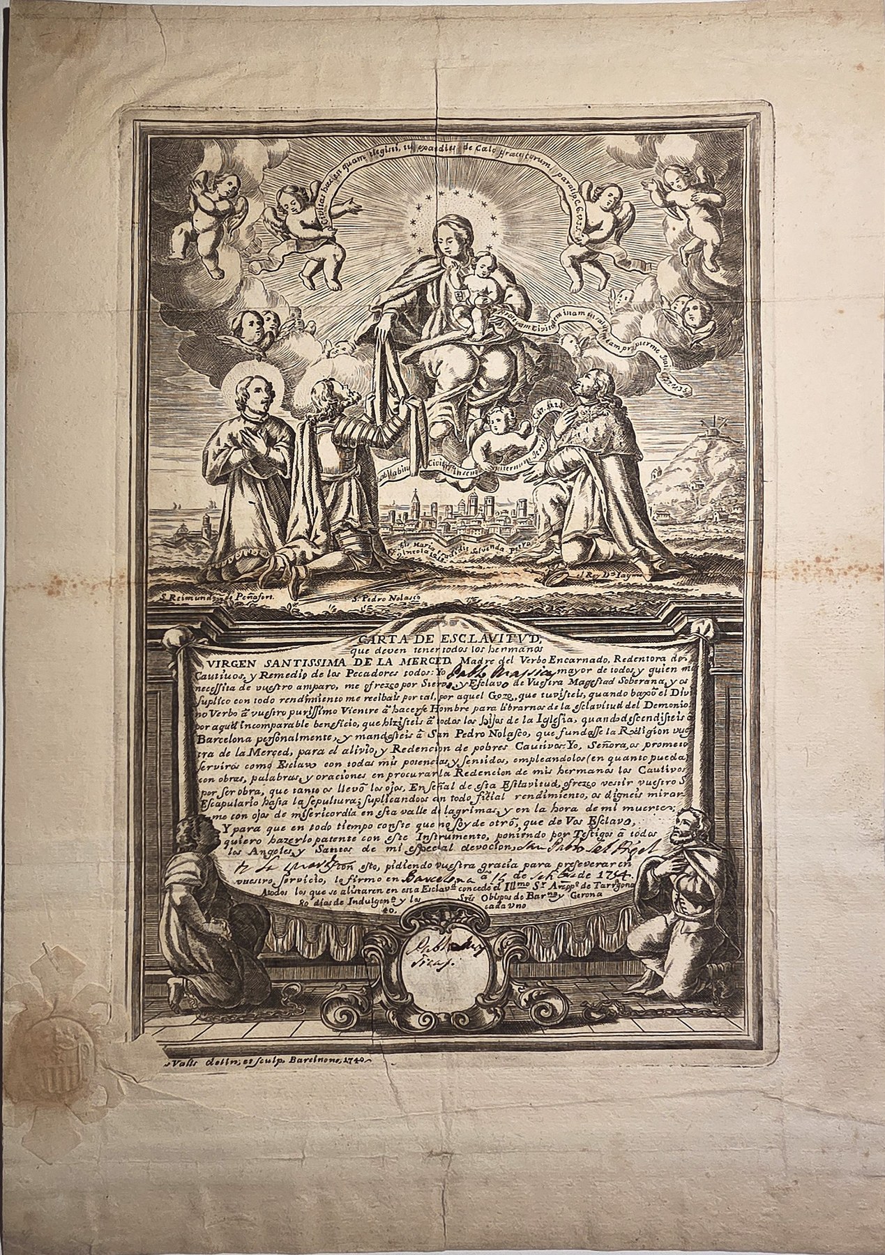 mit Heiligendarstellung und umfangreichem Textfeld