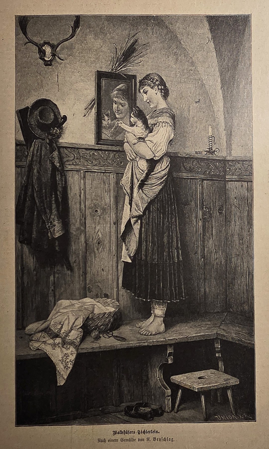 Dame vor Spiegel mit helfender Begleitfigur