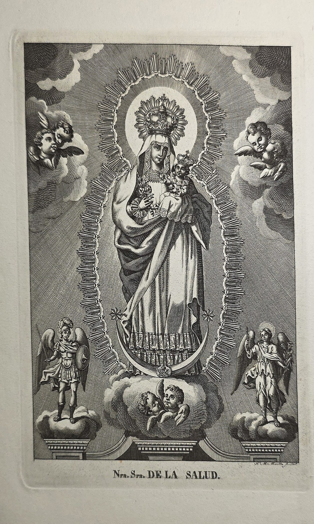 Strahlenkranzmadonna mit Engeln und flankierenden Figuren