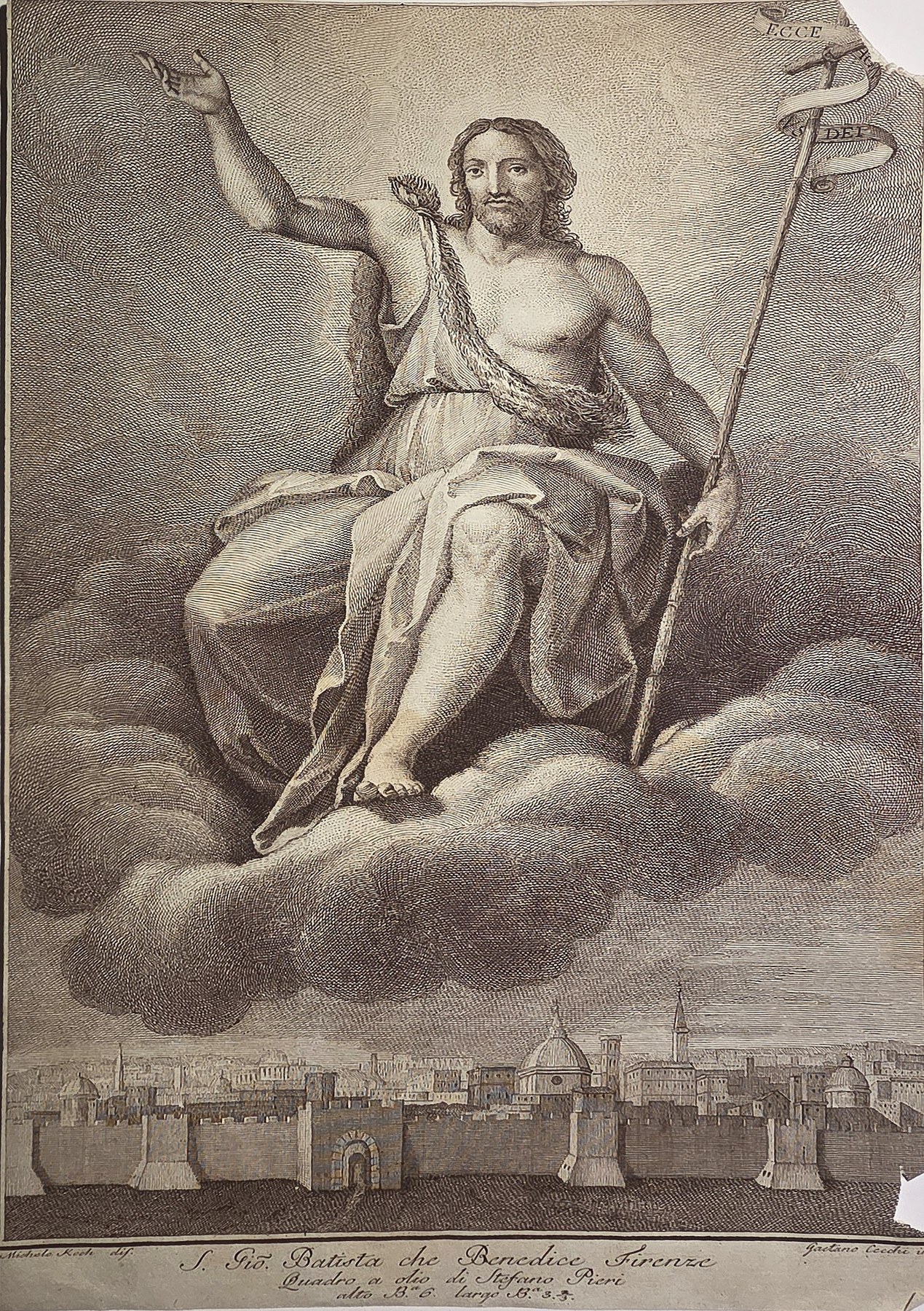 mit Christus auf Wolken über Stadtsilhouette