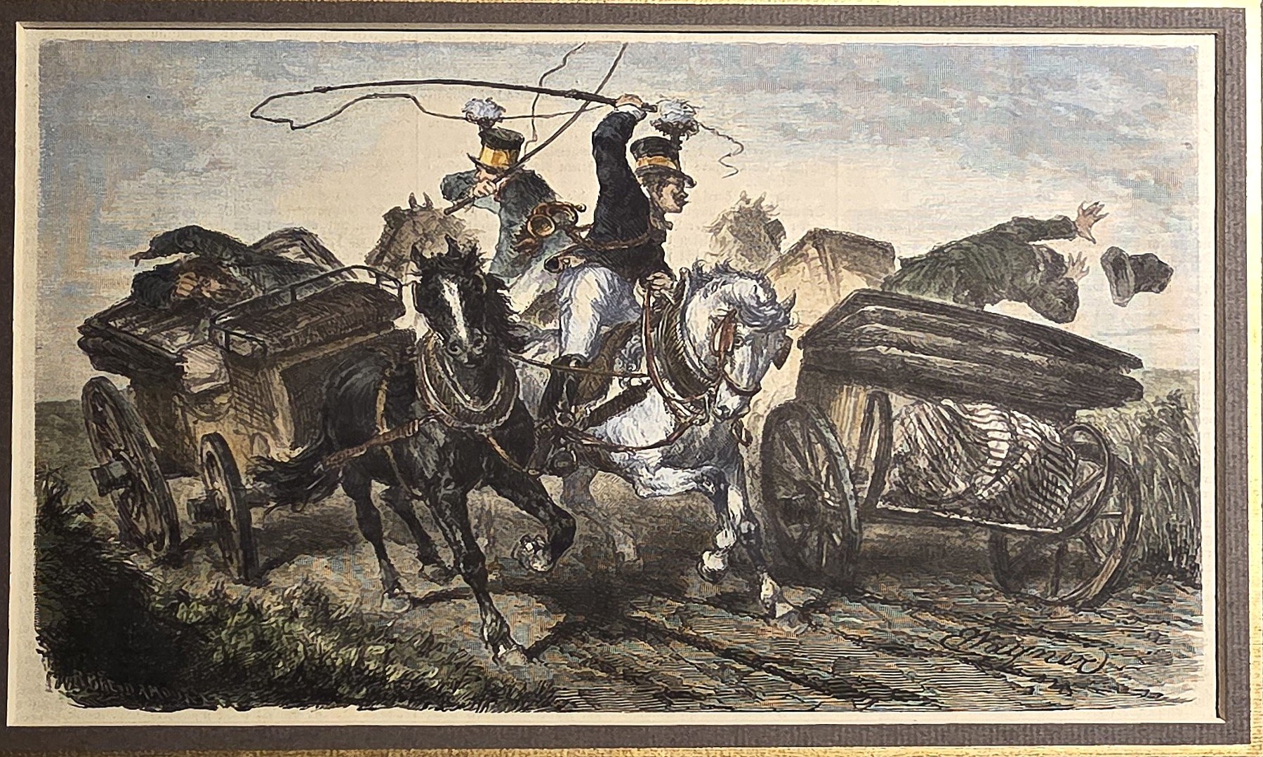 Pferdewagen auf unbefestigtem Landweg