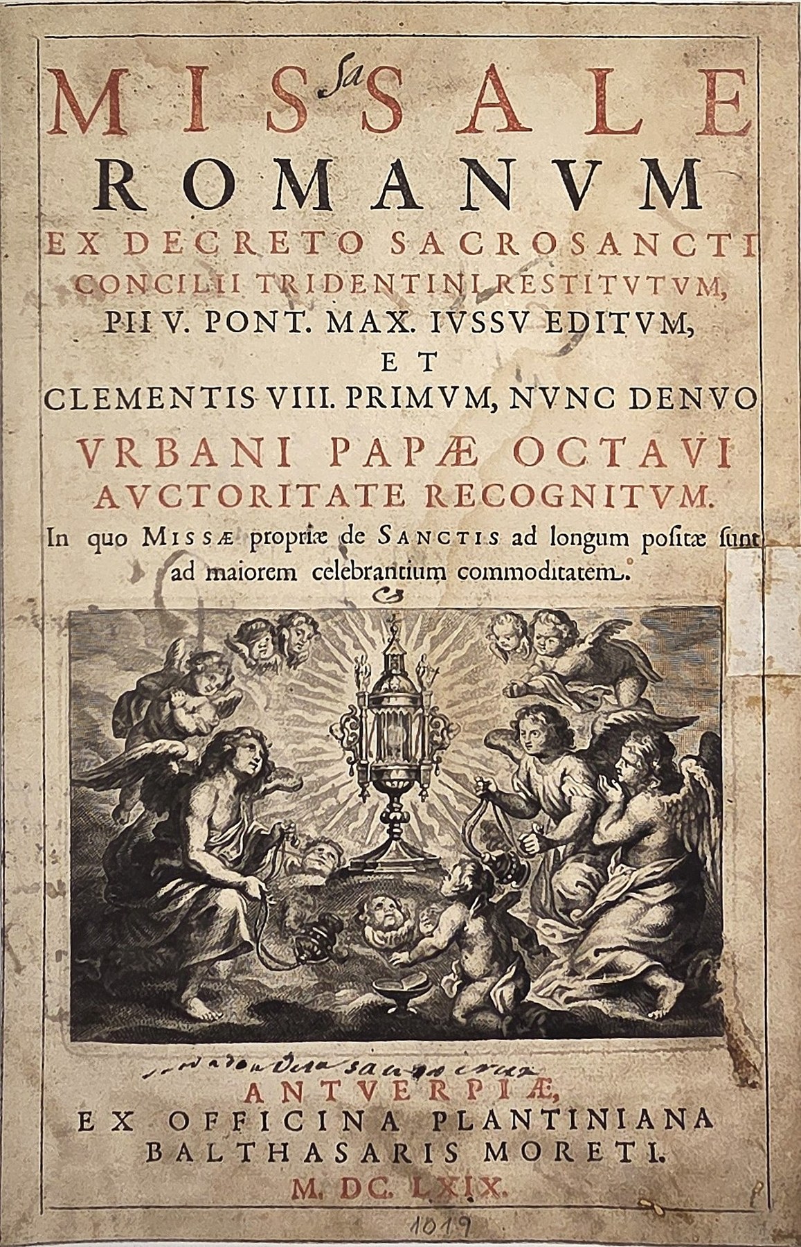 Missale Romanum – Titelblatt mit Kelch- und Engelsvignette