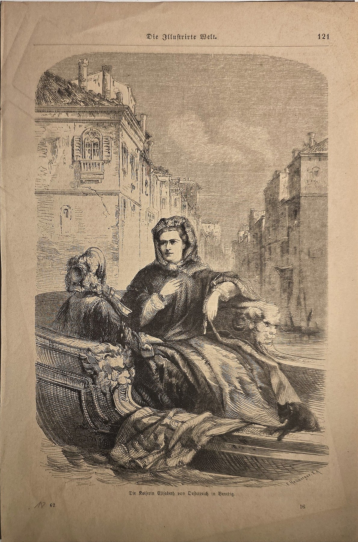 Junge Frau im historischen Kleid auf einer Bank
