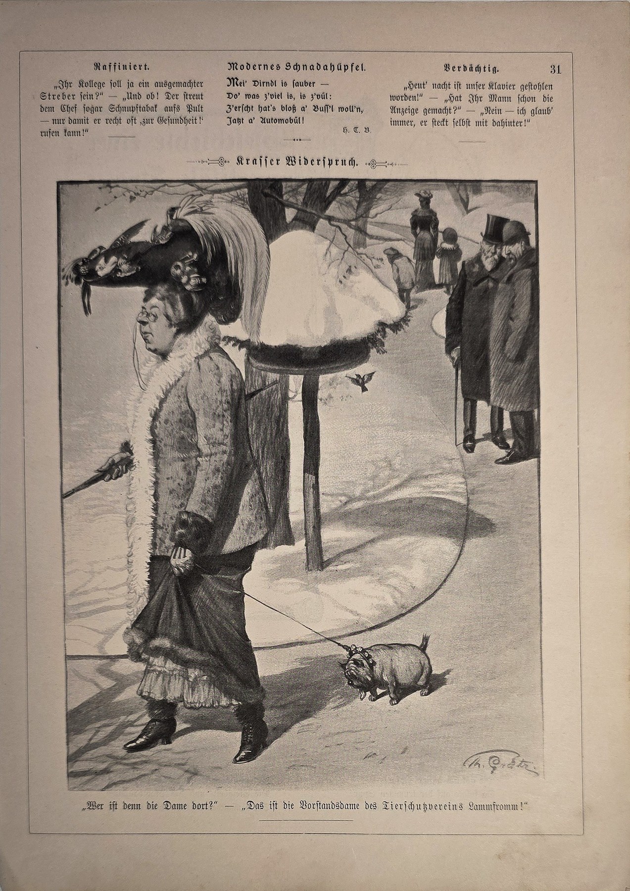 Humoristische Dame mit Hund