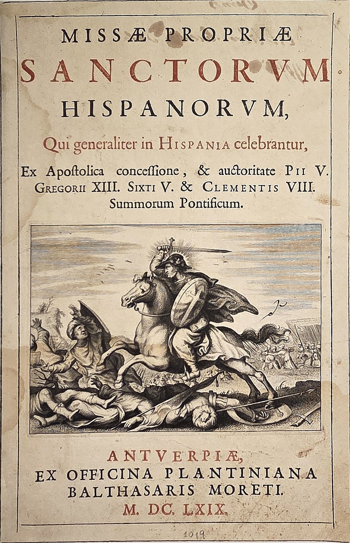 Missae Propriae Sanctorum Hispanorum – Titelblatt mit Reiterszene