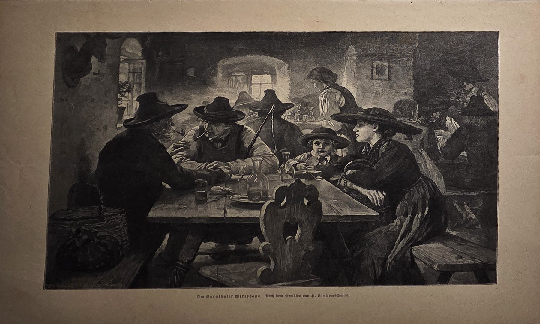 Männergesellschaft beim Gespräch im Wirtshaus