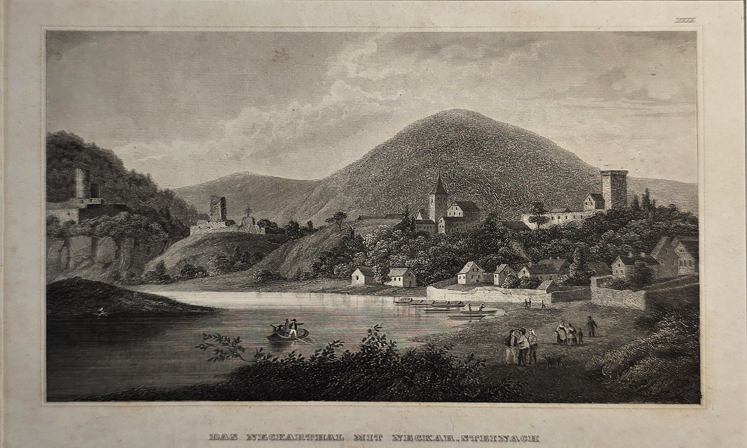 Berglandschaft mit Ortschaft am Wasser