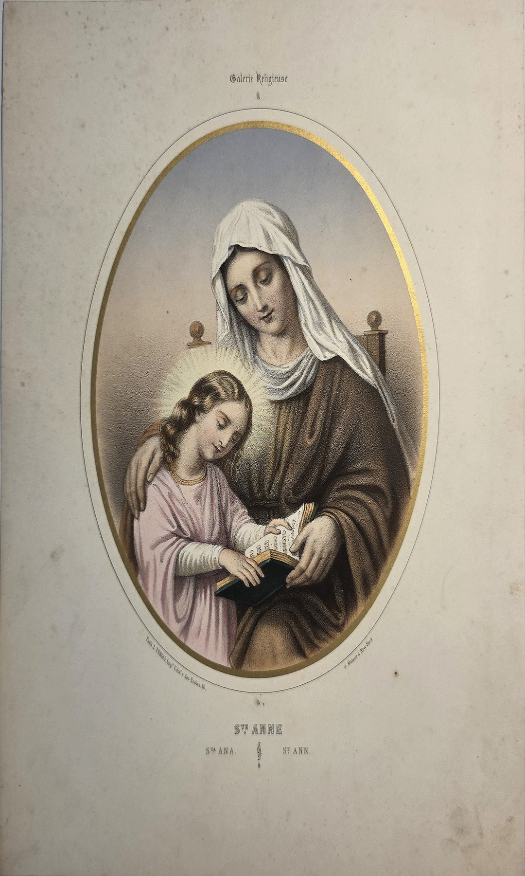 Sakrale historische Darstellung – Ovale mit Madonna und schlafendem Kind