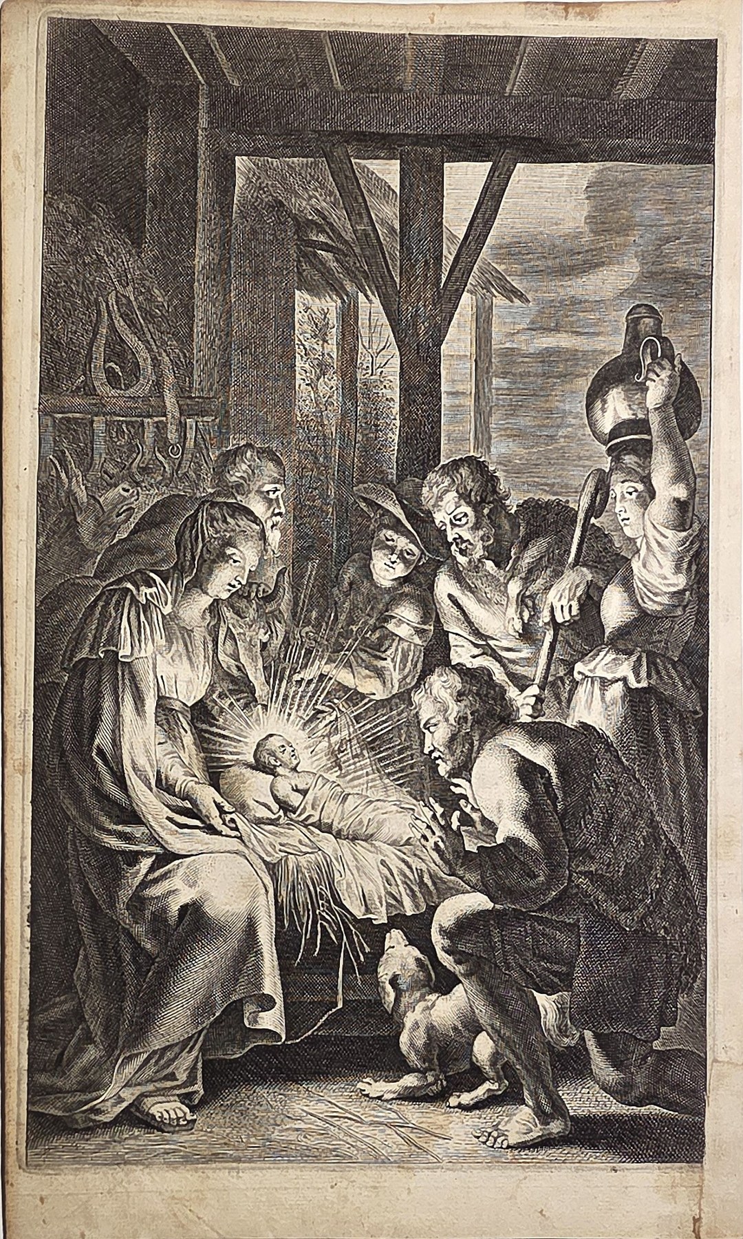 Geburtsszene mit knienden Hirten