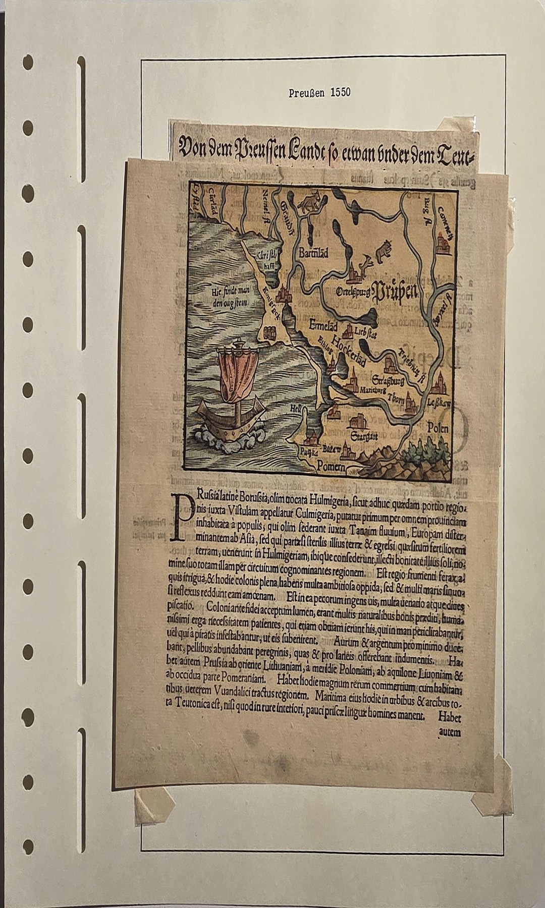 Historische Landschaftsdarstellung – Kolorierter mit Flusskarte und Ortsbezeichnungen