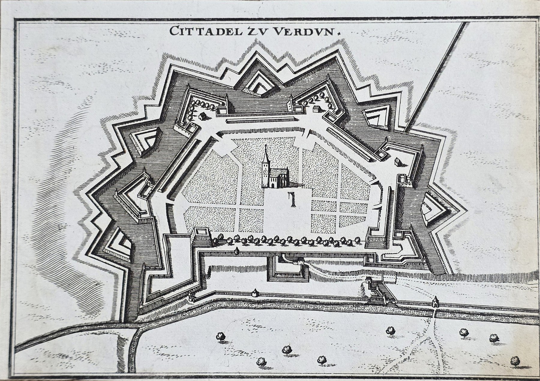 Historische Kartendarstellung – Grundriss einer bastionierten Festungsanlage