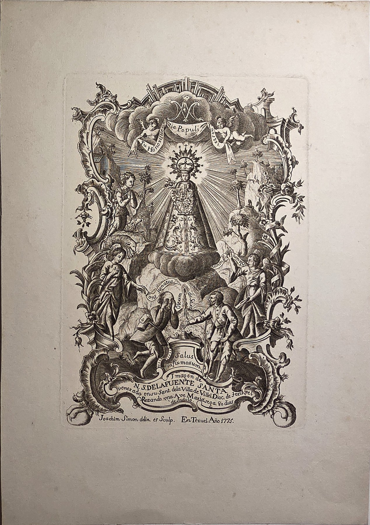 Marianisches Emblem in üppigem Rocaillerahmen