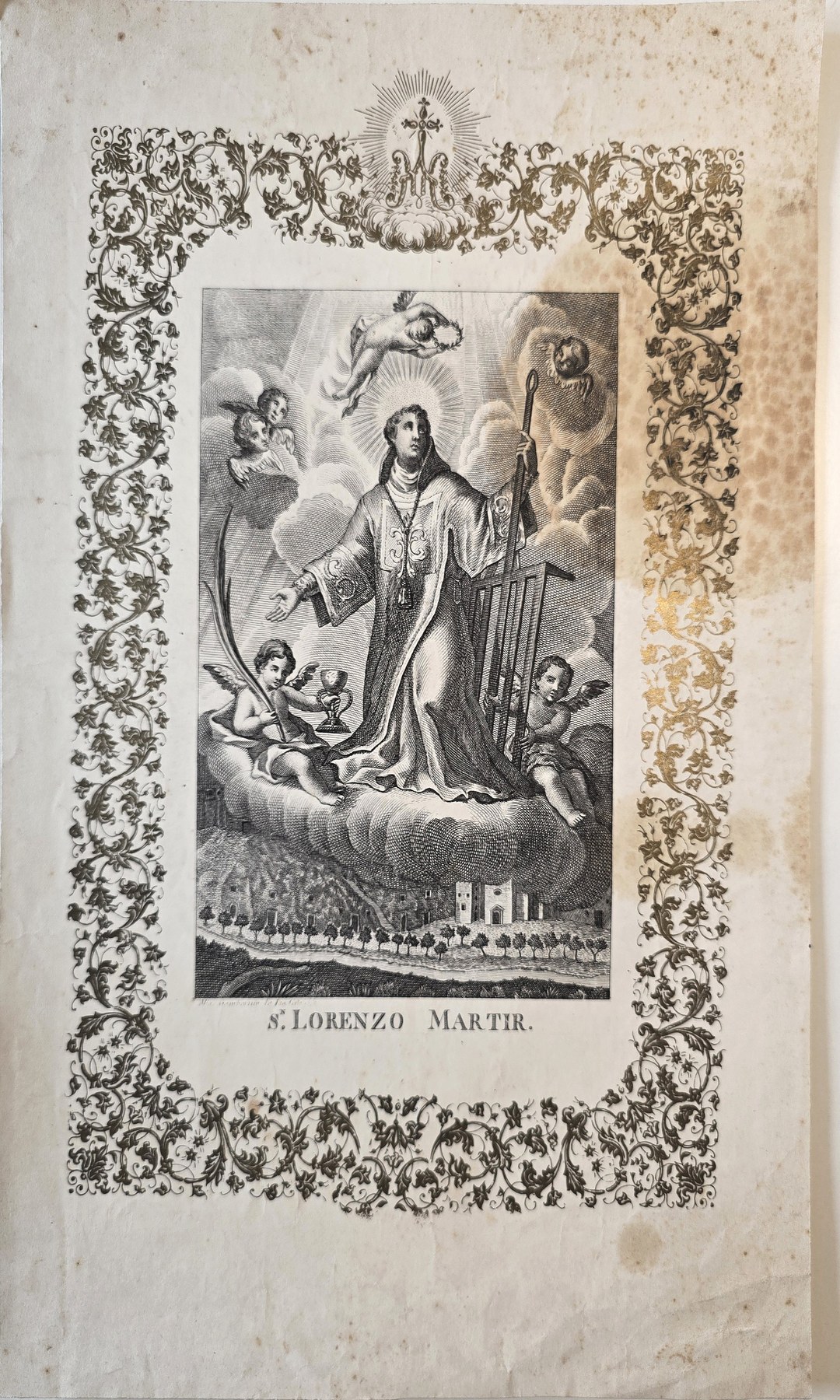 einer Marienfigur in floralem Ornamentrahmen