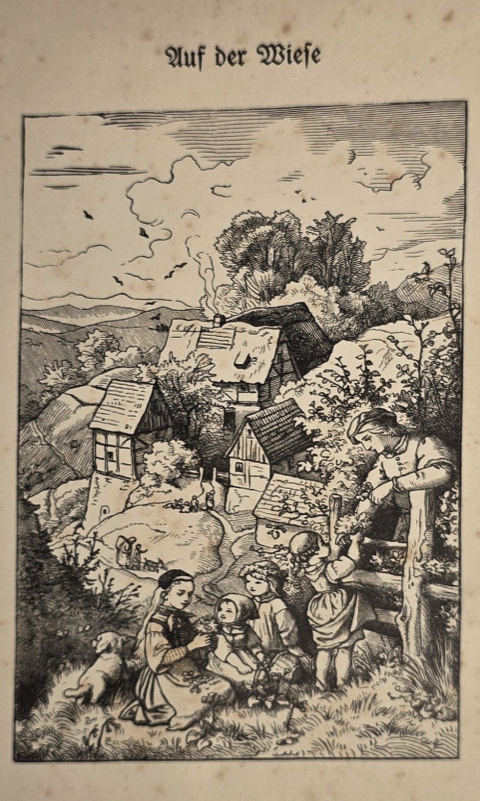 Historische Ortsdarstellung – Dorfansicht mit dichter Vegetation