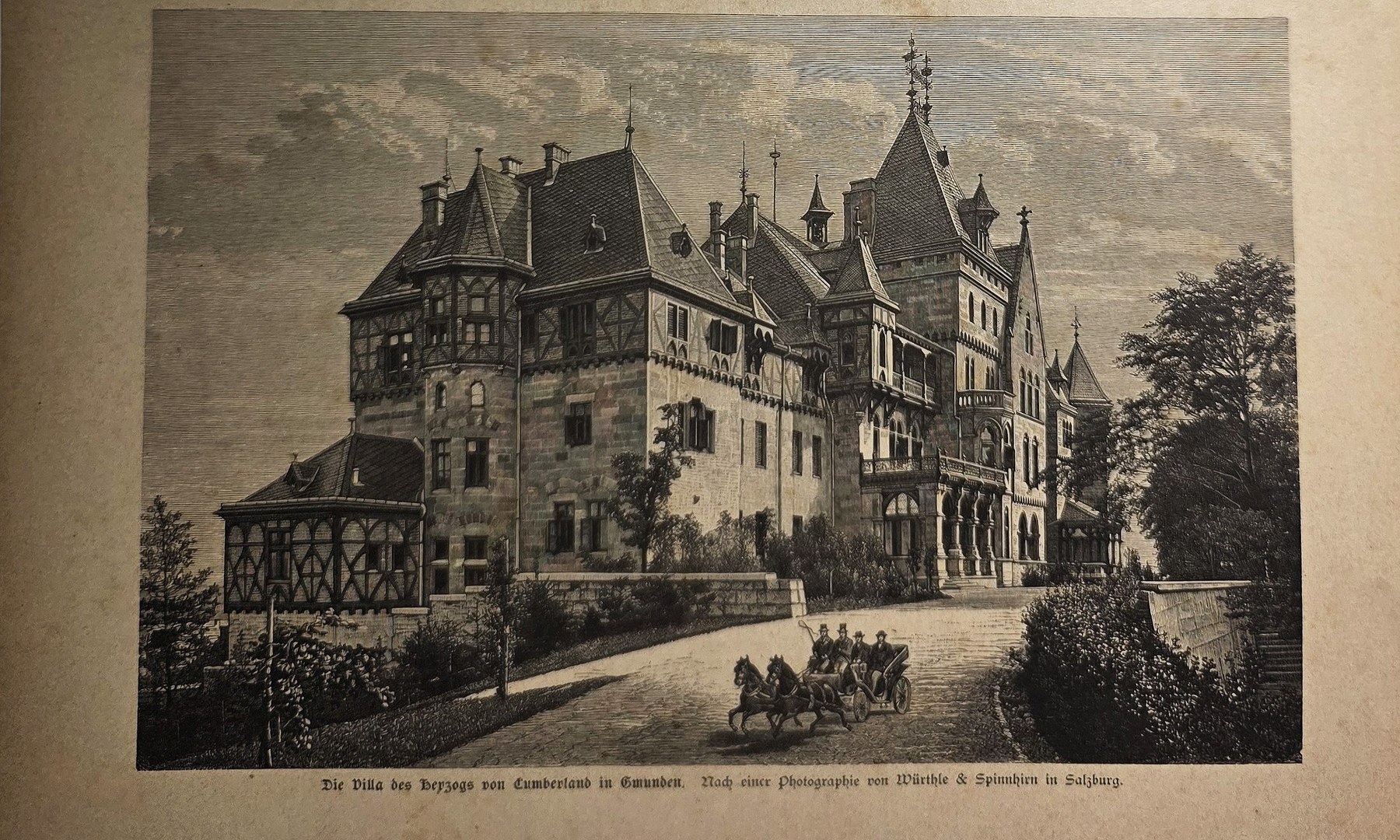 Historische Darstellung – Herrschaftliches Landhaus in parkartiger Umgebung