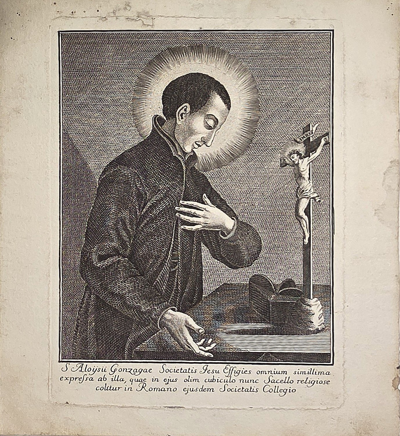 S. Aloysius Gonzaga – betender Heiliger am Kruzifix