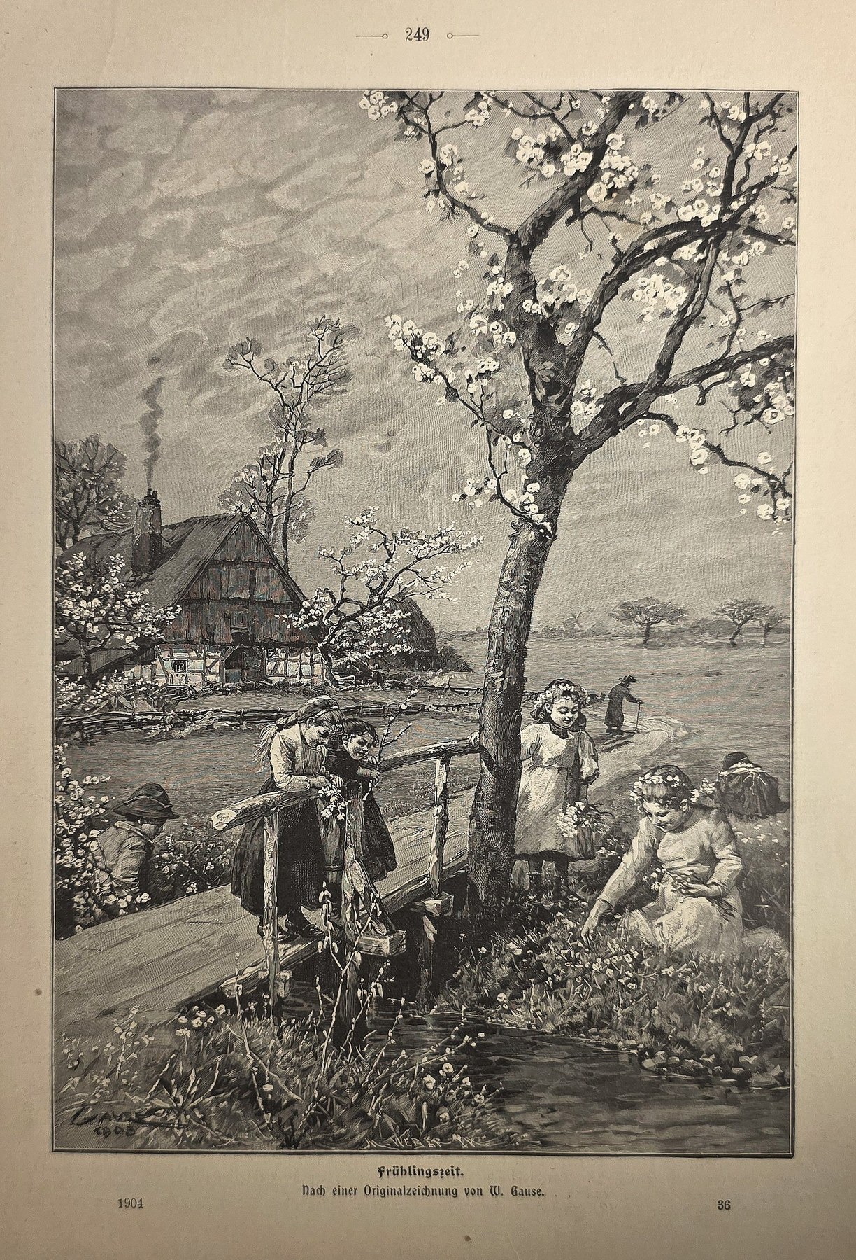 Landschaft mit Baum und Figuren