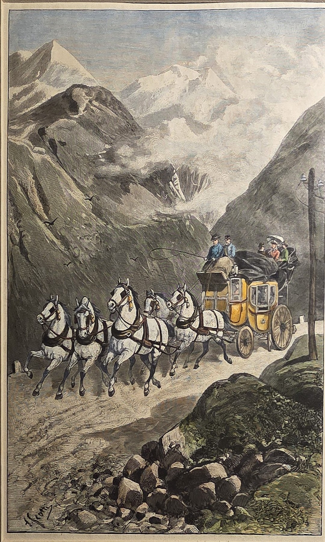 Postkutsche im Hochgebirge